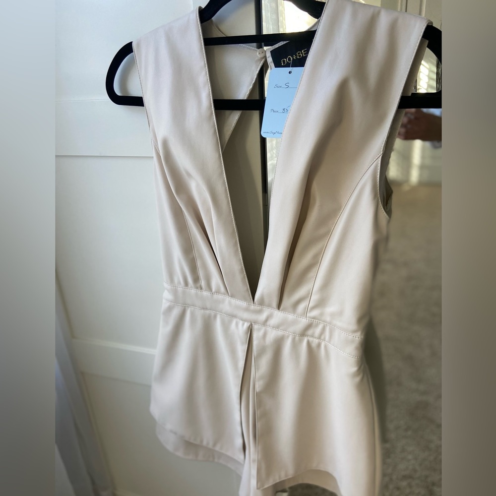Faux Leather Romper in Cream